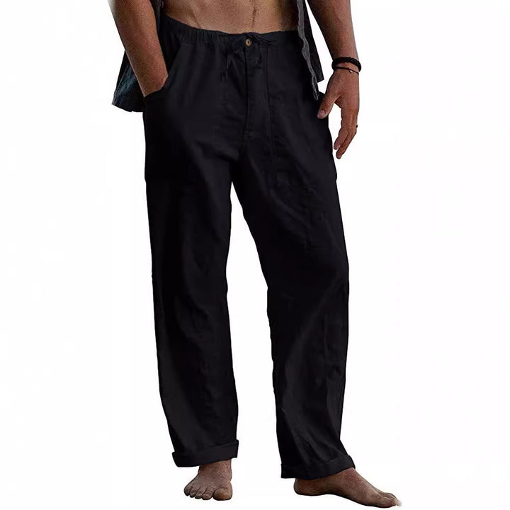 Herren nan leichte Leinenhose mit elastischem Bund und geradem Schnitt Echo Archiv