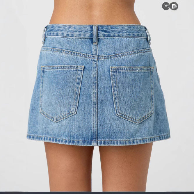 Damen Denim-Minirock mit modischen Taschen und klassischem Schnitt Echo Archiv