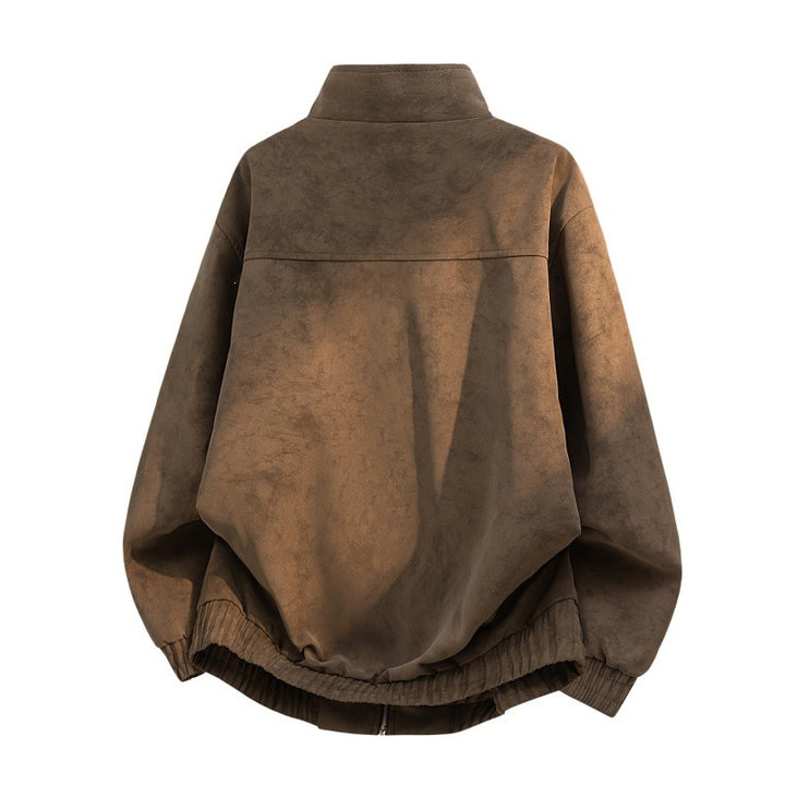 Herren Oversize Velours‑Optik Bomberjacke mit Stehkragen, Zwei‑Wege‑Reißverschluss & elastischem Saum Echoarchiv