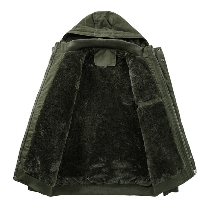 Herren Canvas-Fieldjacke mit Kapuze Sherpa-Innenfutter und Multifunktions-Taschen – Taviero