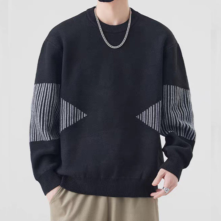 Herren Modischer Strickpullover mit gestreiften Ärmeln Echo Archiv