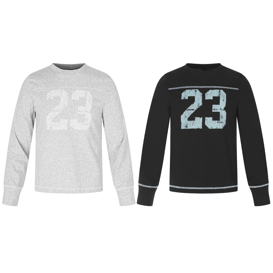 Unisex Langarm-Sweatshirt mit Rundhalsausschnitt, melierter Baumwollmischung und dezenter Zahlendruck Echoarchiv