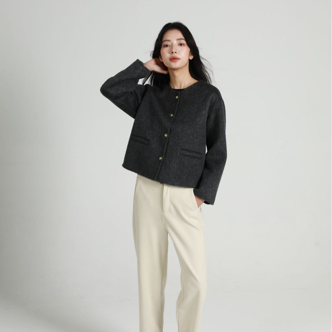Damen Modische Kurzjacke mit Knopfleiste Echoarchiv