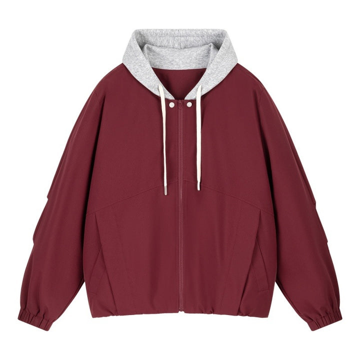 Unisex Oversize Kapuzen‑Zipjacke mit kontrastiertem Kapuzenfutter und elastischem Saum Echoarchiv