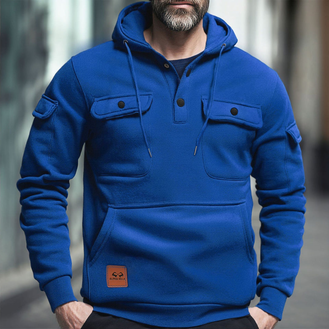 Herren Fleece-Hoodie mit praktischen Brusttaschen Echoarchiv