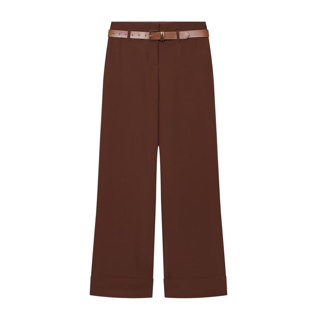 Damen Hochtaillierte Wide‑Leg‑Hose mit Bügelfalte, Gürtelschlaufen und verdeckter Knopfleiste Echo Archiv