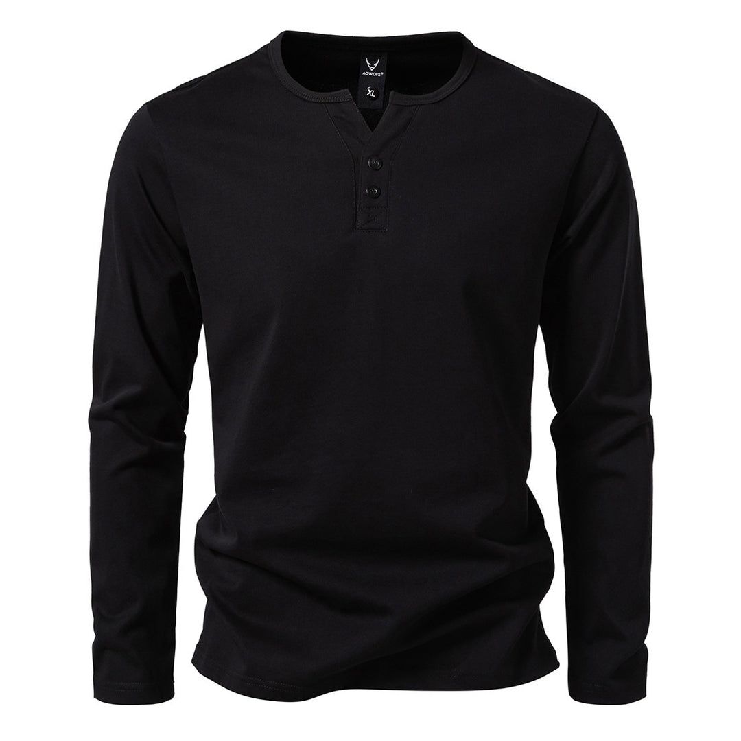 Herren nan langärmeliges Henleyshirt mit Knopfleiste, Rundhalsausschnitt und schlanker Passform Echo Archiv