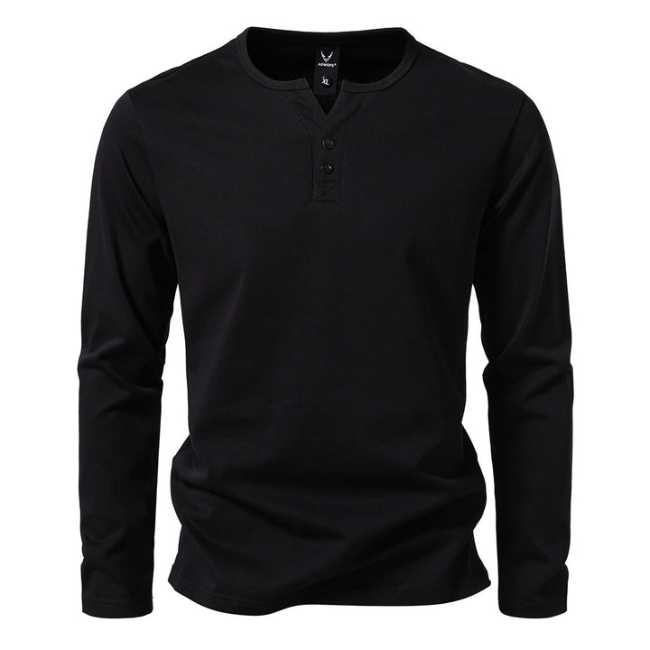 Herren nan langärmeliges Henleyshirt mit Knopfleiste, Rundhalsausschnitt und schlanker Passform Echo Archiv