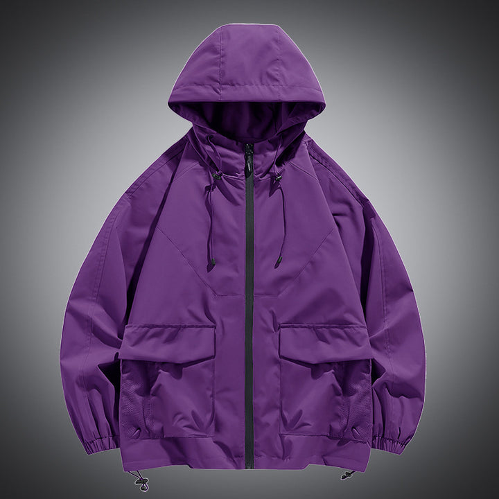 Herren Oversize Kapuzen-Windbreaker mit Multi‑Taschen, Mesh‑Einsätzen und Kordelzug Echo Archiv