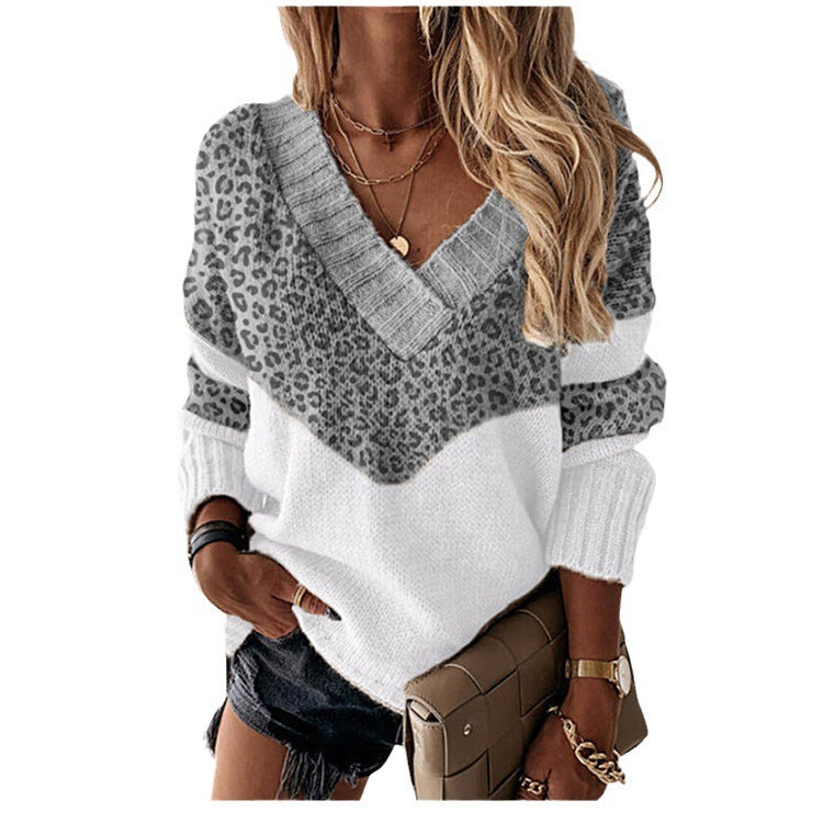 Damen nan V-Ausschnitt Strickpullover mit Chevron-Muster und Oversize-Schnitt Echo Archiv
