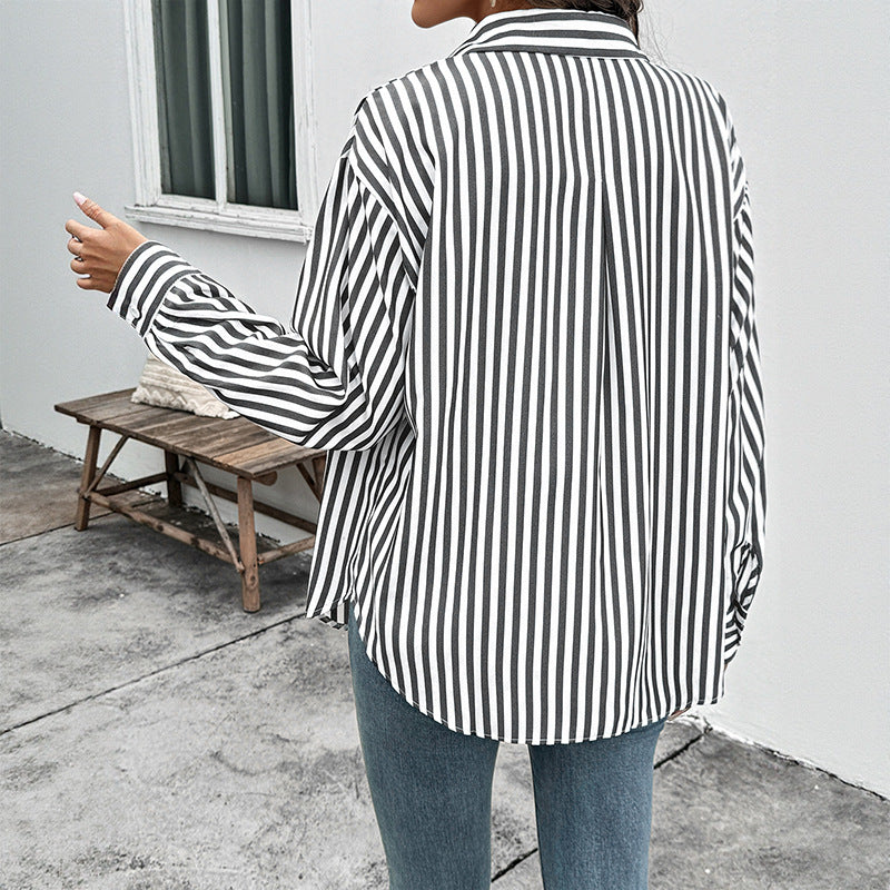 Damen Lässige Streifenbluse mit Knopfdetails Echo Archiv