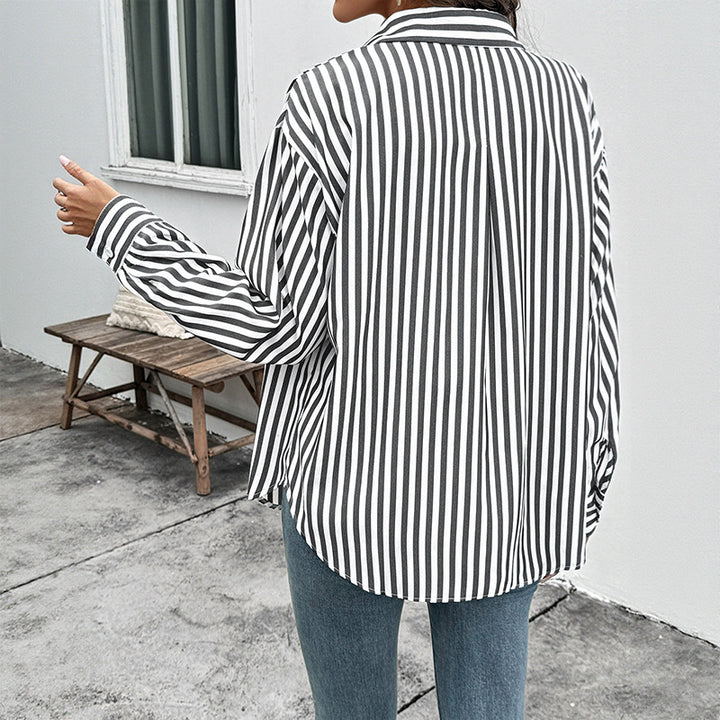 Damen Lässige Streifenbluse mit Knopfdetails Echo Archiv