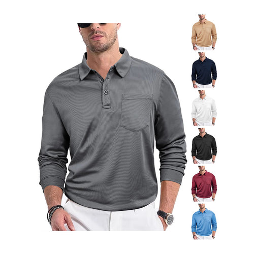 Herren Luxus Polohemd mit atmungsaktiver Textur und praktischer Brusttasche Echoarchiv
