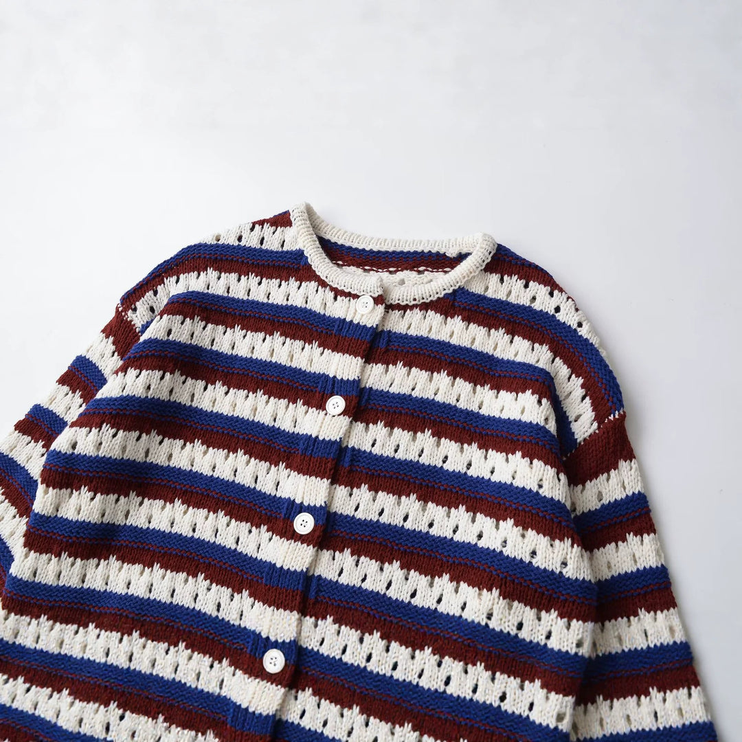 Damen Locker gestrickte Ajour-Cardigan mit Knopfleiste Echo Archiv