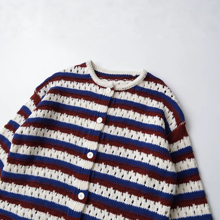 Damen Locker gestrickte Ajour-Cardigan mit Knopfleiste Echo Archiv