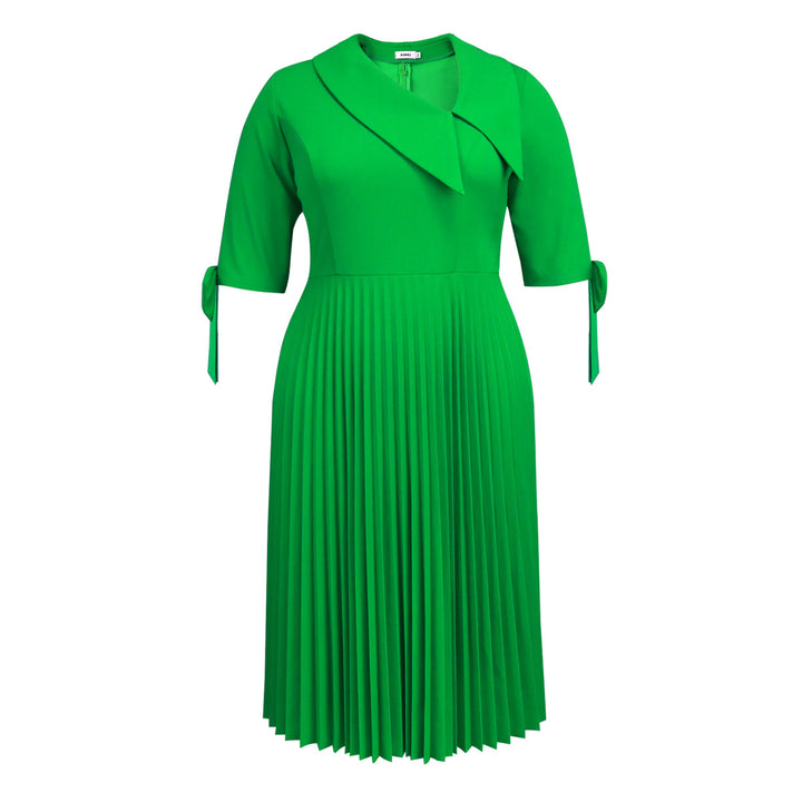 Damen Falten Kleid mit eleganter Kragen- und Ärmelgestaltung Echo Archiv