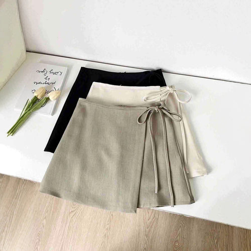 Damen Wickelrock aus hochwertigem Leinenstoff mit eleganter Schleifenbindung Echo Archiv