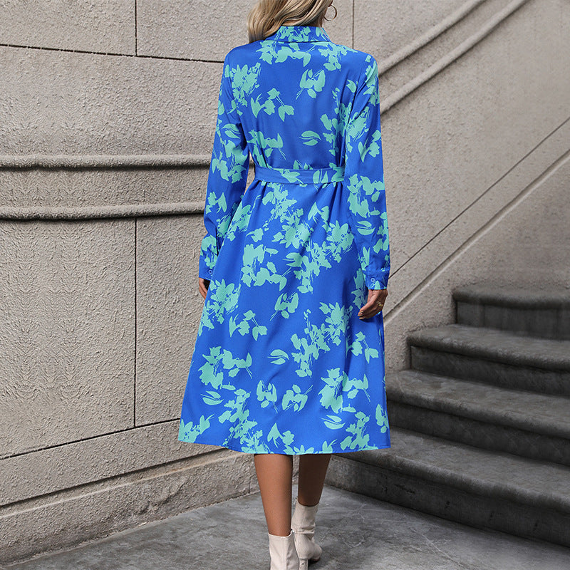 Damen Langärmliges Hemdblusenkleid mit Taillengürtel Echo Archiv