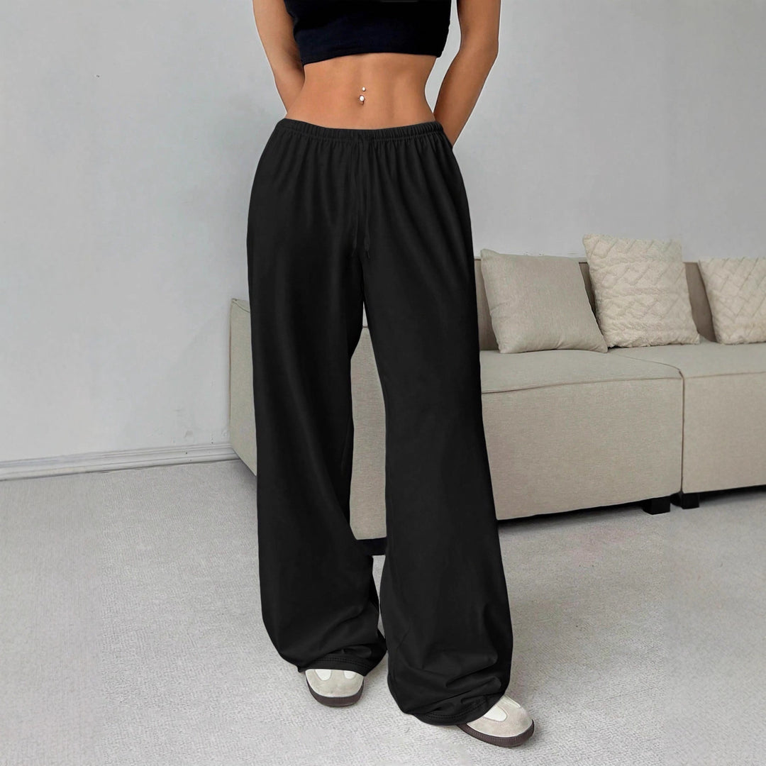 Damen weiter Highwaist Palazzo-Jogger mit elastischem Komfortbund, Kordelzug und seitlichen Eingrifftaschen – Avélisse