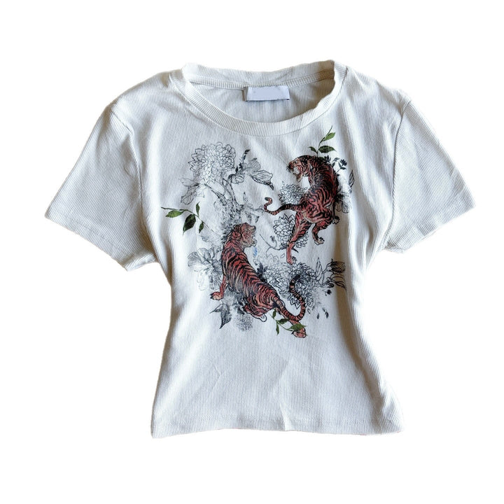 Damen T-Shirt mit kreativem Tigerdesign Echo Archiv