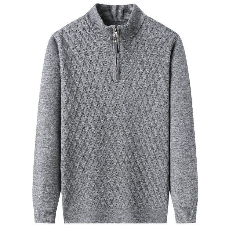 Herren Strickpullover mit modernem Rautenmuster und Reißverschluss Echoarchiv