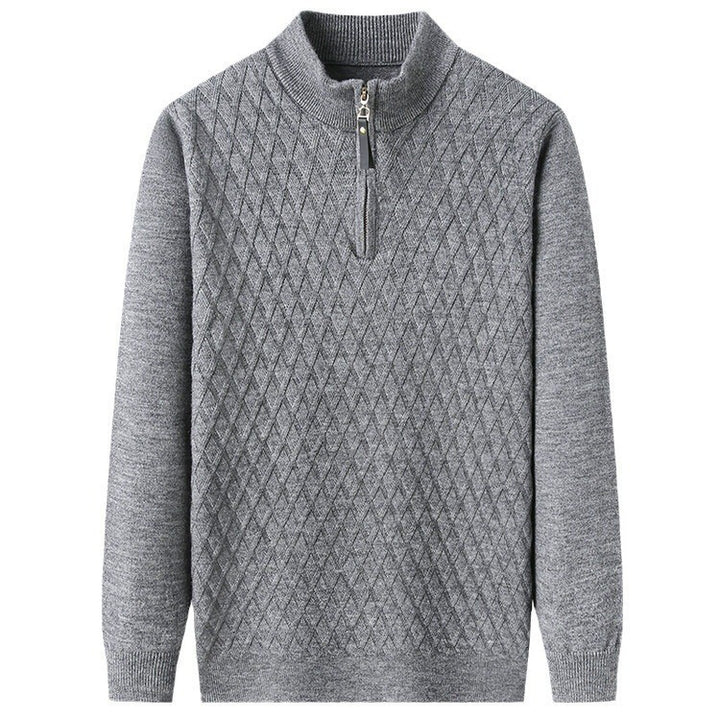 Herren Strickpullover mit modernem Rautenmuster und Reißverschluss Echoarchiv