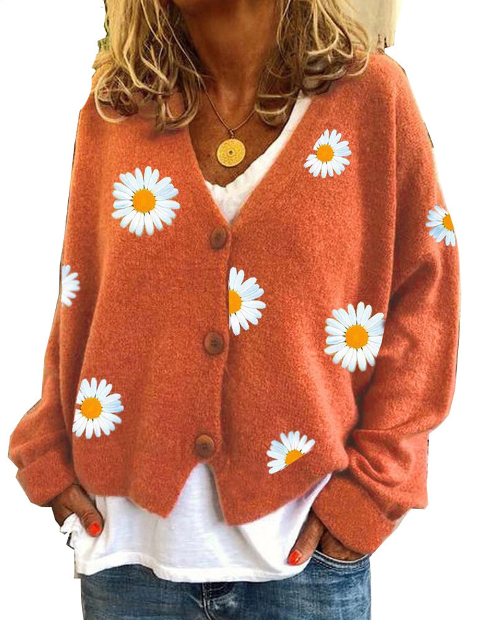 Damen Strickcardigan mit Gänseblümchen-Stickerei Echo Archiv