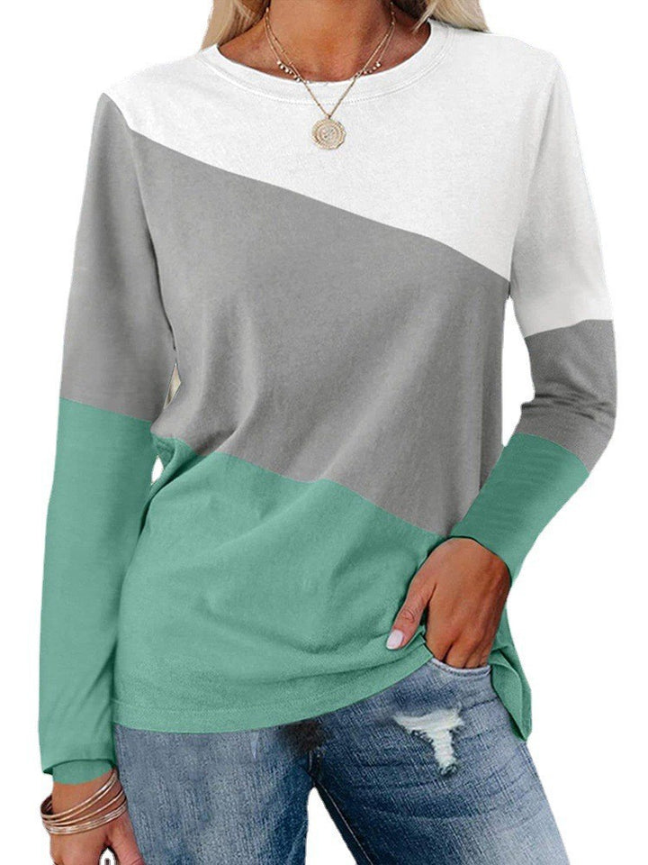 Damen Langärmeliges Oversize-Sweatshirt mit abstraktem Aquarell-Mosaikprint – Avérine
