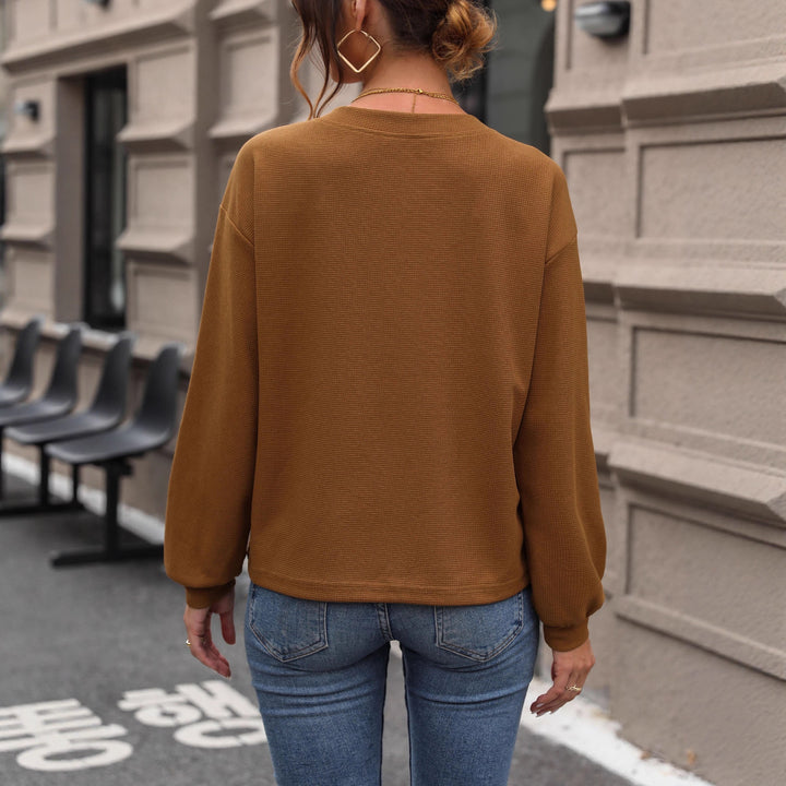 Damen Lässiger V-Ausschnitt Pullover mit Struktur Echo Archiv