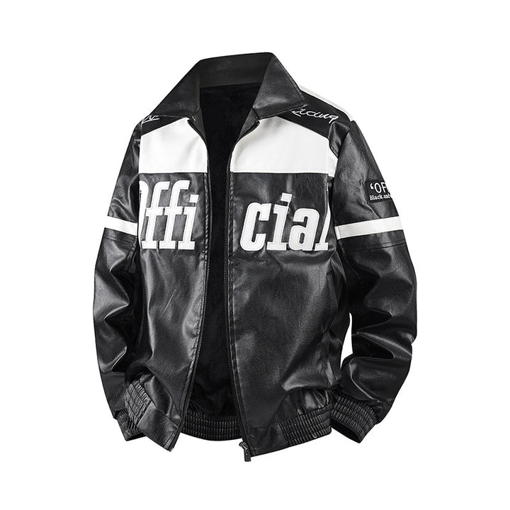 Herren Modische Kunstlederjacke mit Symbol-Design Echo Archiv