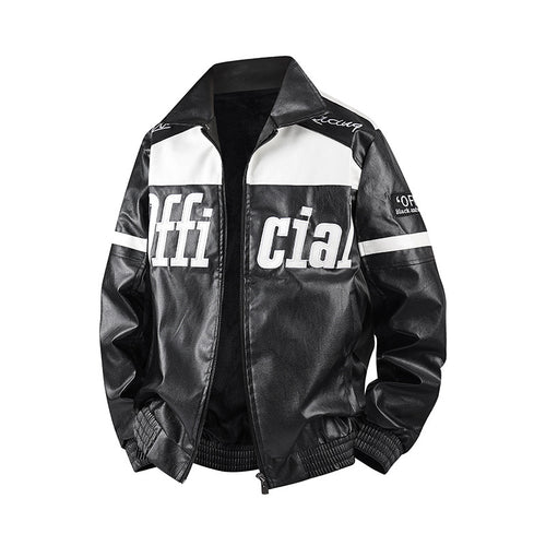 Herren Modische Kunstlederjacke mit Symbol-Design Echo Archiv