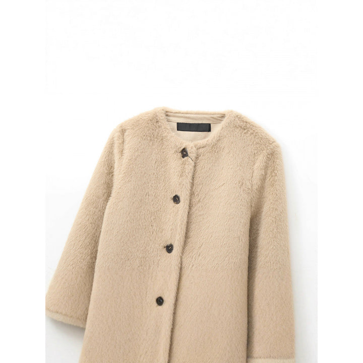 Damen Cropped Teddy‑Jacke mit geradem Saum, Rundhals und Hornknopfverschluss Echo Archiv