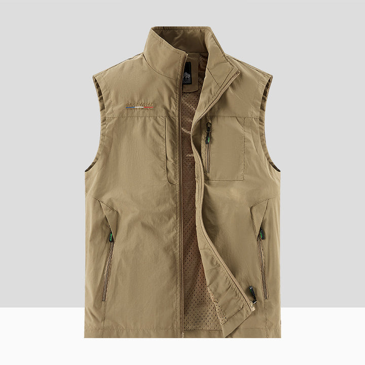 Herren Technische Outdoor-Weste mit atmungsaktivem Mesh-Futter, Reißverschlusstaschen & Stehkragen Echo Archiv