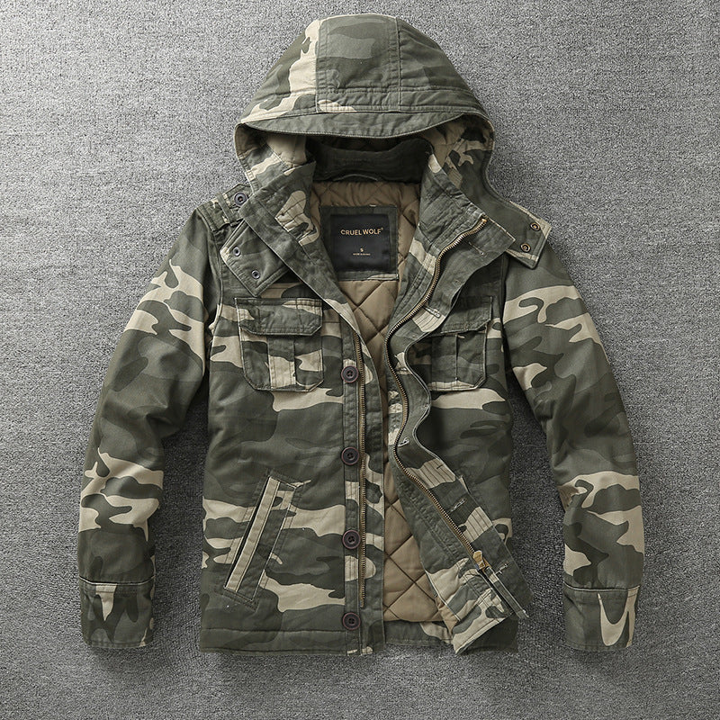 Herren Gefütterte Fieldjacke mit Kapuze und wattierter Stepp-Innenverarbeitung Echoarchiv