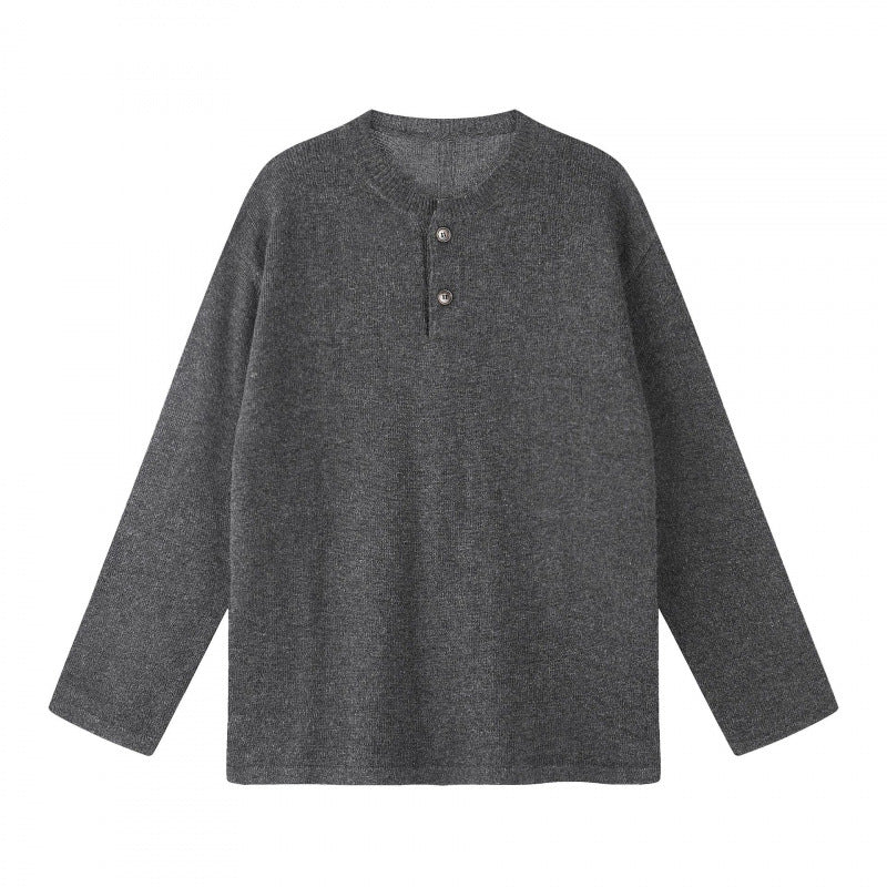 Unisex Oversize-Strickpullover mit Henley-Knopfleiste, geradem Saum und leichter Struktur Echo Archiv