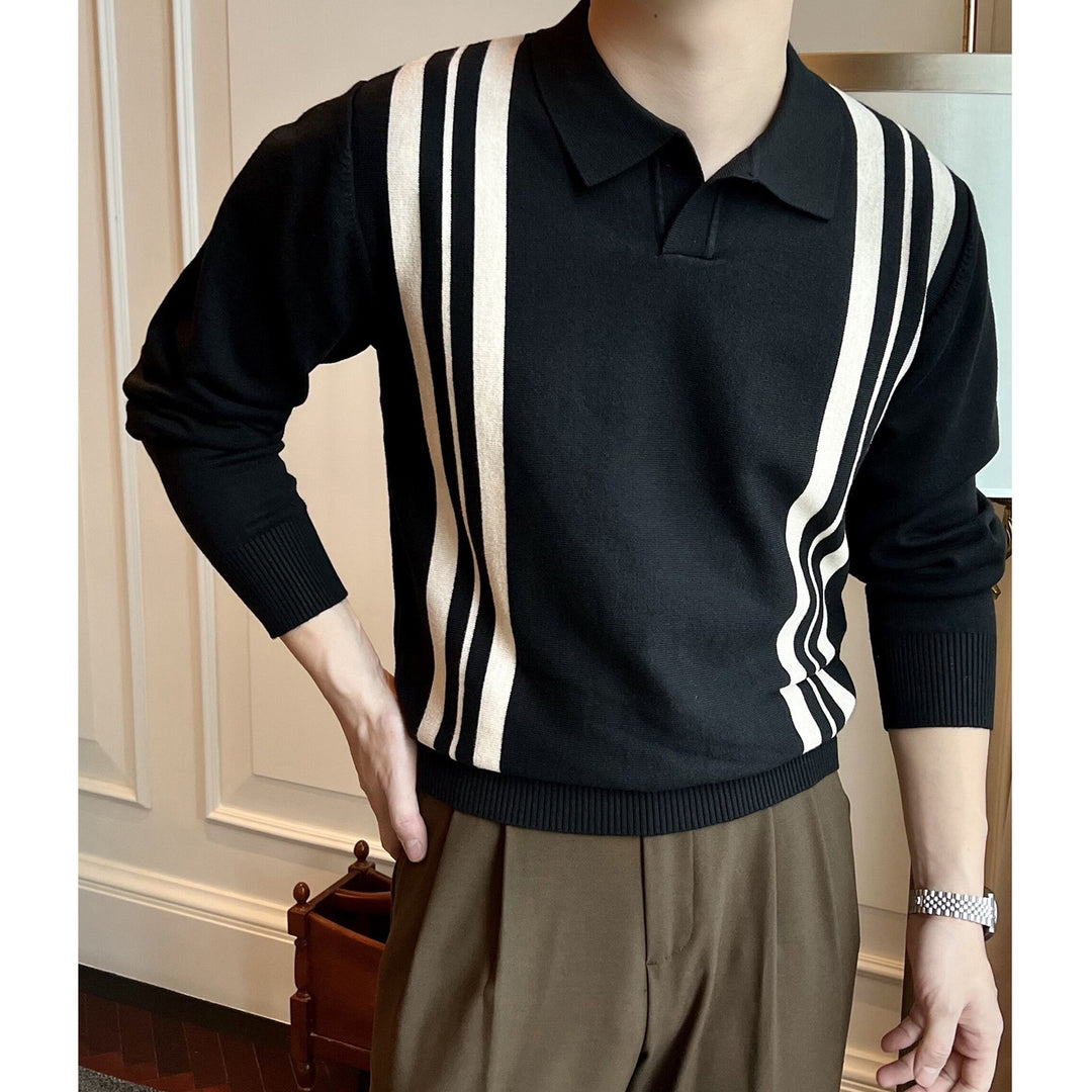 Herren Farbblockierter Pullover mit Polokragen Echoarchiv