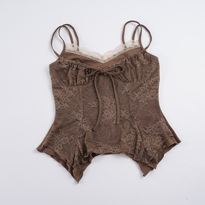 Damen elegantes Spitzenoberteil mit zarter Raffung Echo Archiv