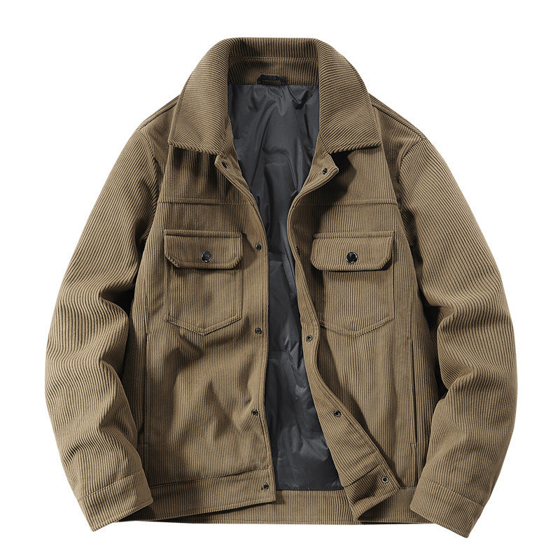 Herren Cordjacke mit gesteppter Thermofütterung und aufgesetzten Brusttaschen – Taviero