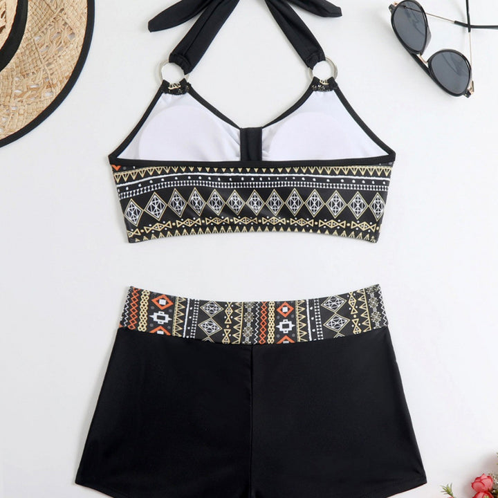 Damen High-Waist Bikini-Set mit modischem Oberteil und verstellbarem Bund Echo Archiv