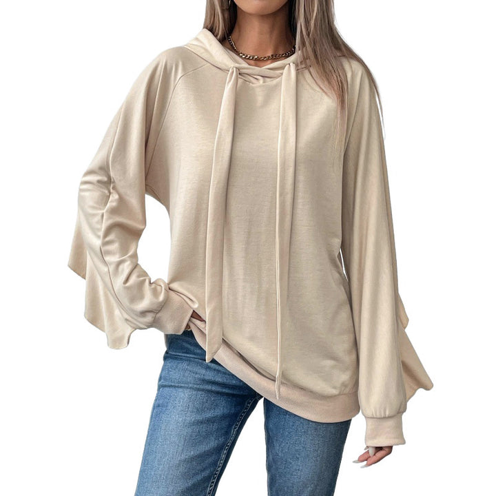 Damen Lässiger Oversize-Hoodie mit Kapuze, langen Kordelbändern und Raglanärmeln Echoarchiv