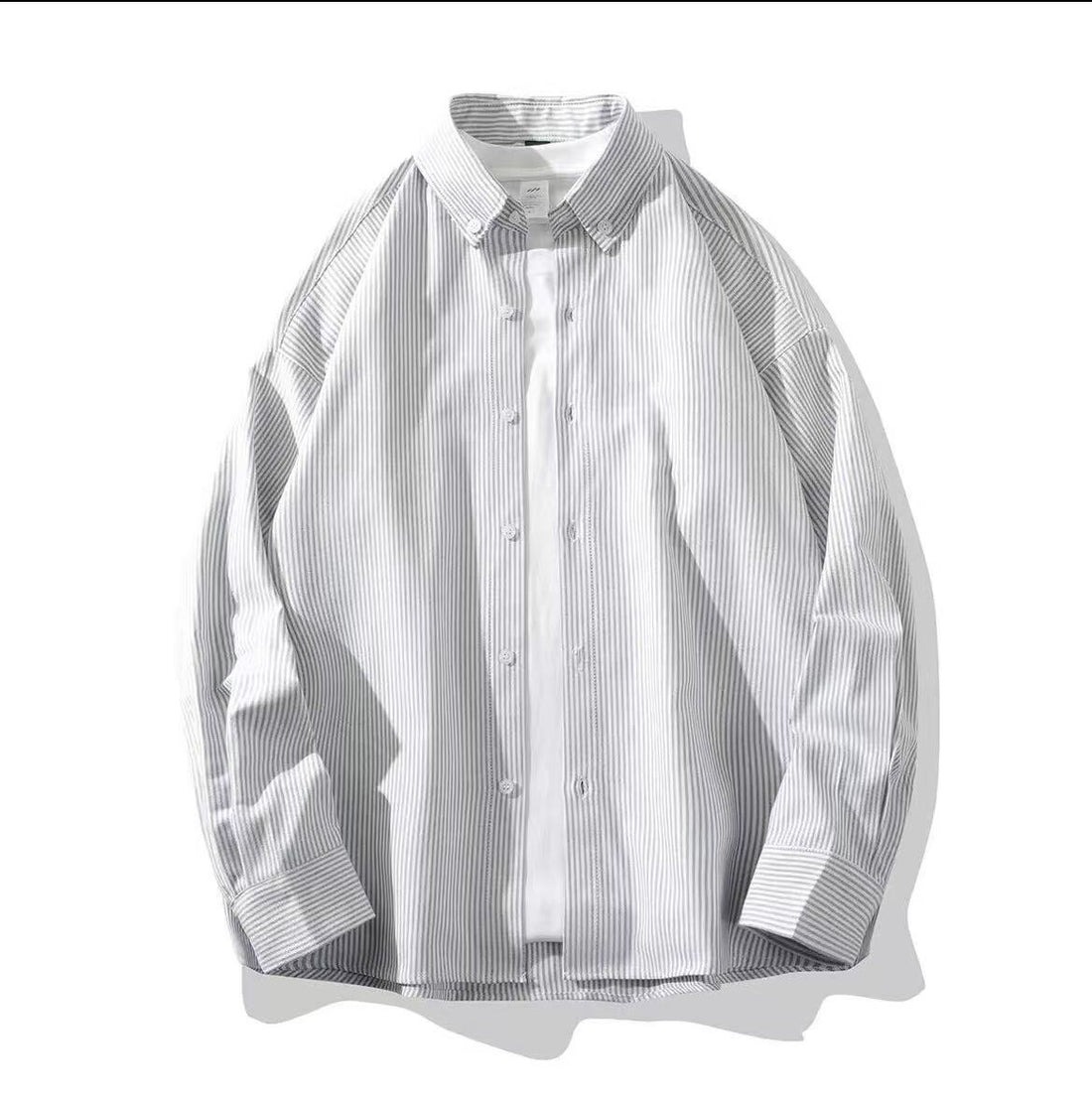 Herren Oversize Button-Down Hemd aus Baumwollmischung mit feinen Nadelstreifen – Arvello