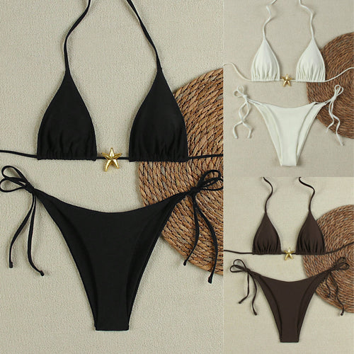 Damen Triangel-Bikini-Set mit verstellbaren Trägern und dekorativem Schmuckelement Echo Archiv