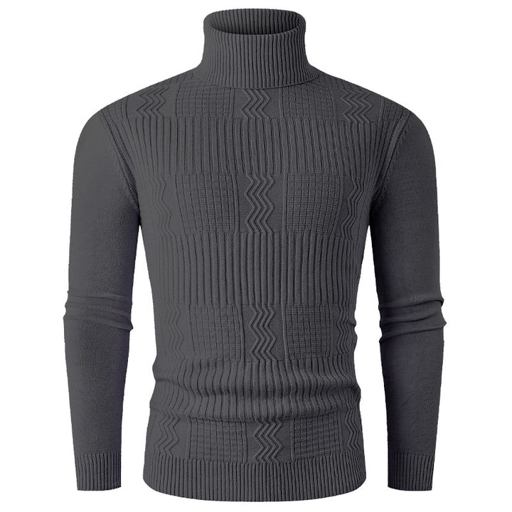 Herren Rollkragenpullover aus Feinstrick mit strukturiertem Jacquardmuster und tailliertem Schnitt Echo Archiv