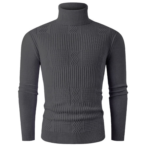Herren Rollkragenpullover aus Feinstrick mit strukturiertem Jacquardmuster und tailliertem Schnitt Echo Archiv
