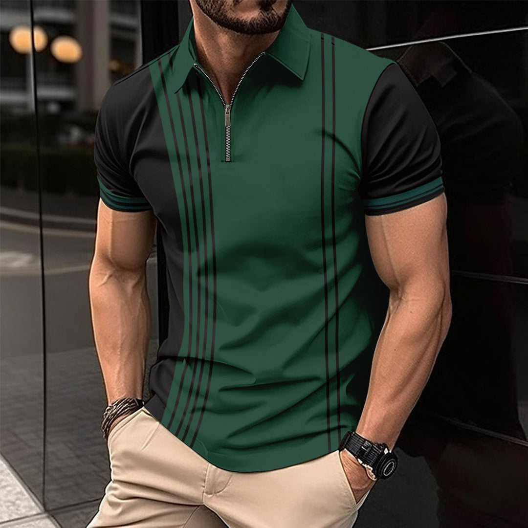 Herren Sportliches Kurzarm-Polo mit modernem Reißverschluss und Stretchmaterial Echoarchiv