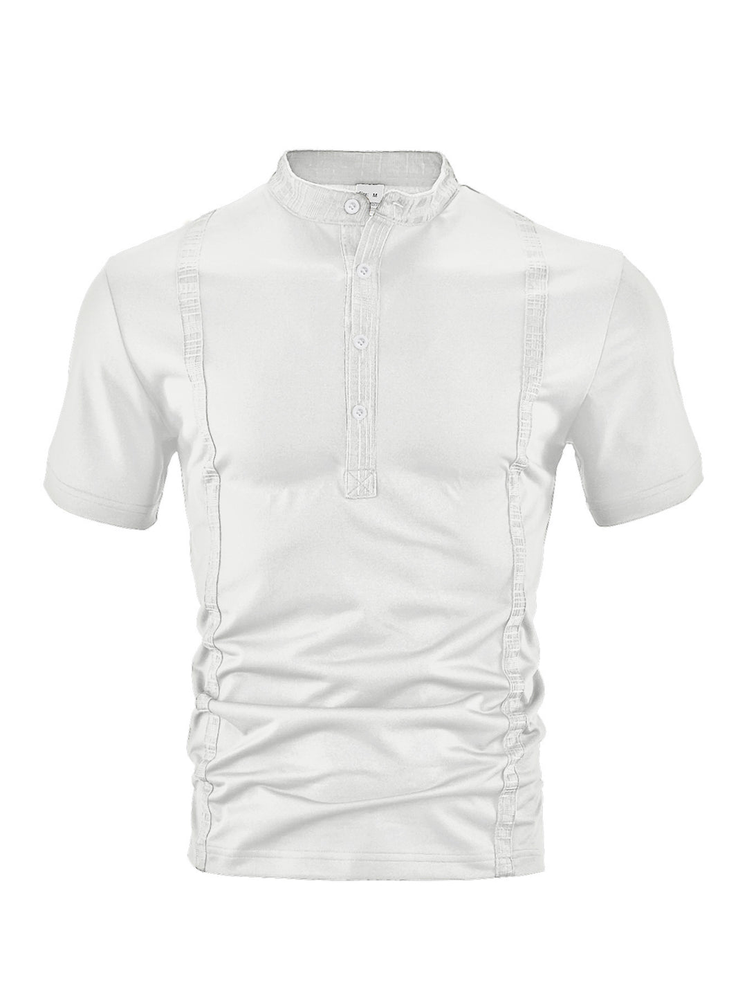 Herren nan Kurzarm-Stehkragenshirt mit verdeckter Knopfleiste, Zierpaspeln und figurbetonter Silhouette Echo Archiv