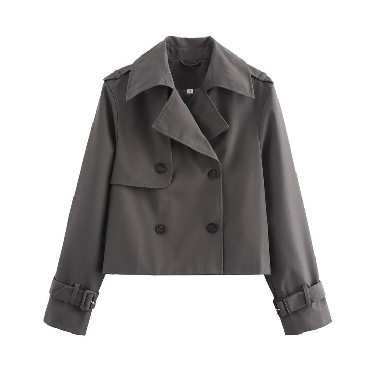 Damen Cropped-Trenchjacke im Boxy‑Schnitt mit Doppelreiher und Manschettenriemen Echo Archiv