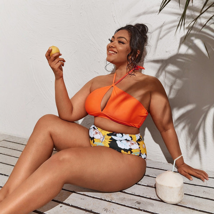Damen Bikini-Set mit hoher Taille und verspieltem Blumenmuster Echo Archiv