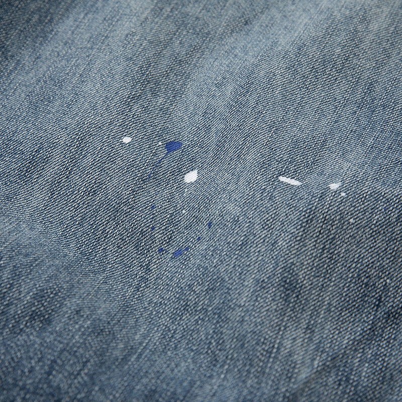 Damen Weit geschnittene High‑Waist Jeans mit Kordelzug, Farb‑Sprenkel und Used‑Waschung Echoarchiv