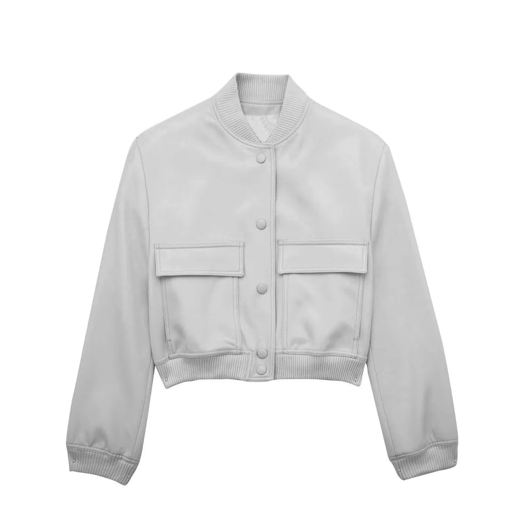 Damen Boxy-Cropped-Jacke im Worker-Look mit Pattentaschen und Rippkragen Echo Archiv